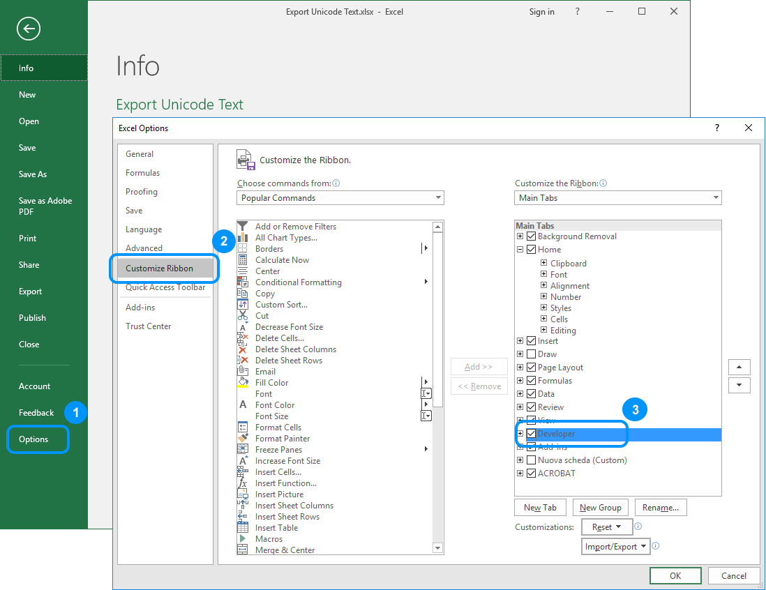Export as Unicode FREE Excel Add-In - Pagination.com