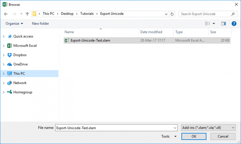 Export as Unicode FREE Excel Add-In - Pagination.com
