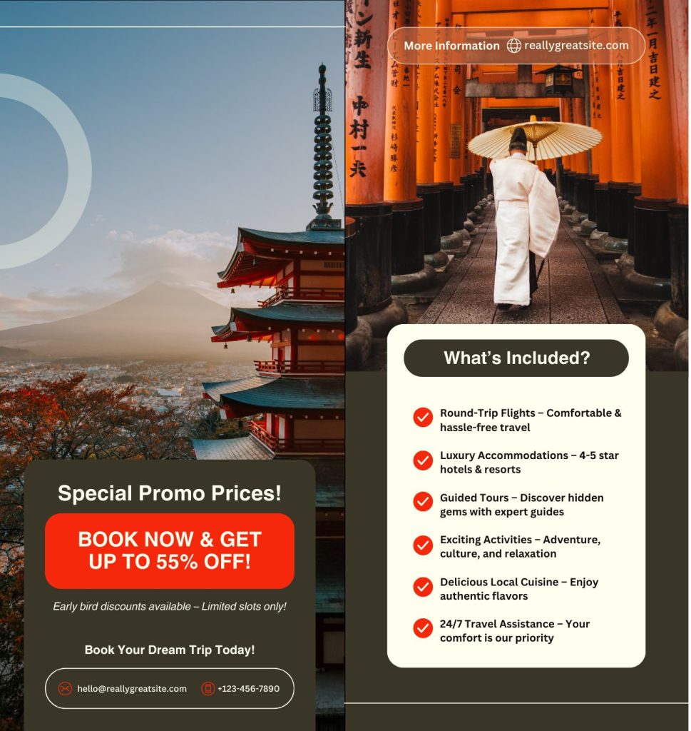 Strong call to action design for brochures with contrasting colors and action-oriented language