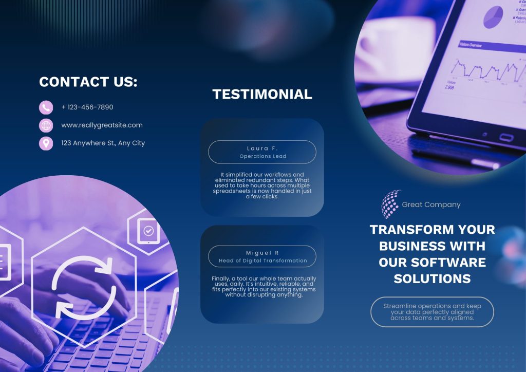 Effective brochure headline and subheading design example showing proper hierarchy for maximum impact