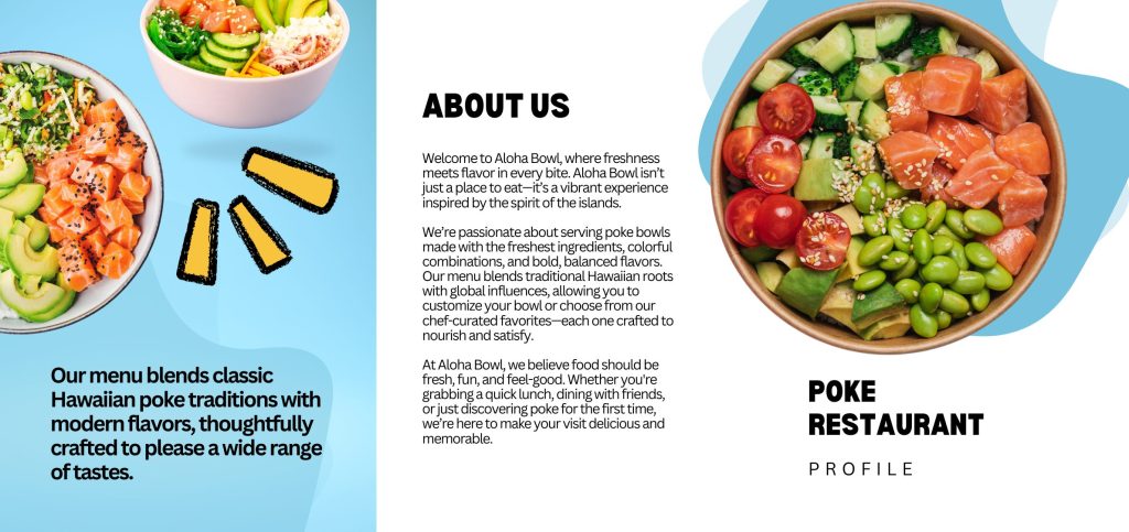 Brochure design showing consistent branding elements including logo placement, color scheme and typography