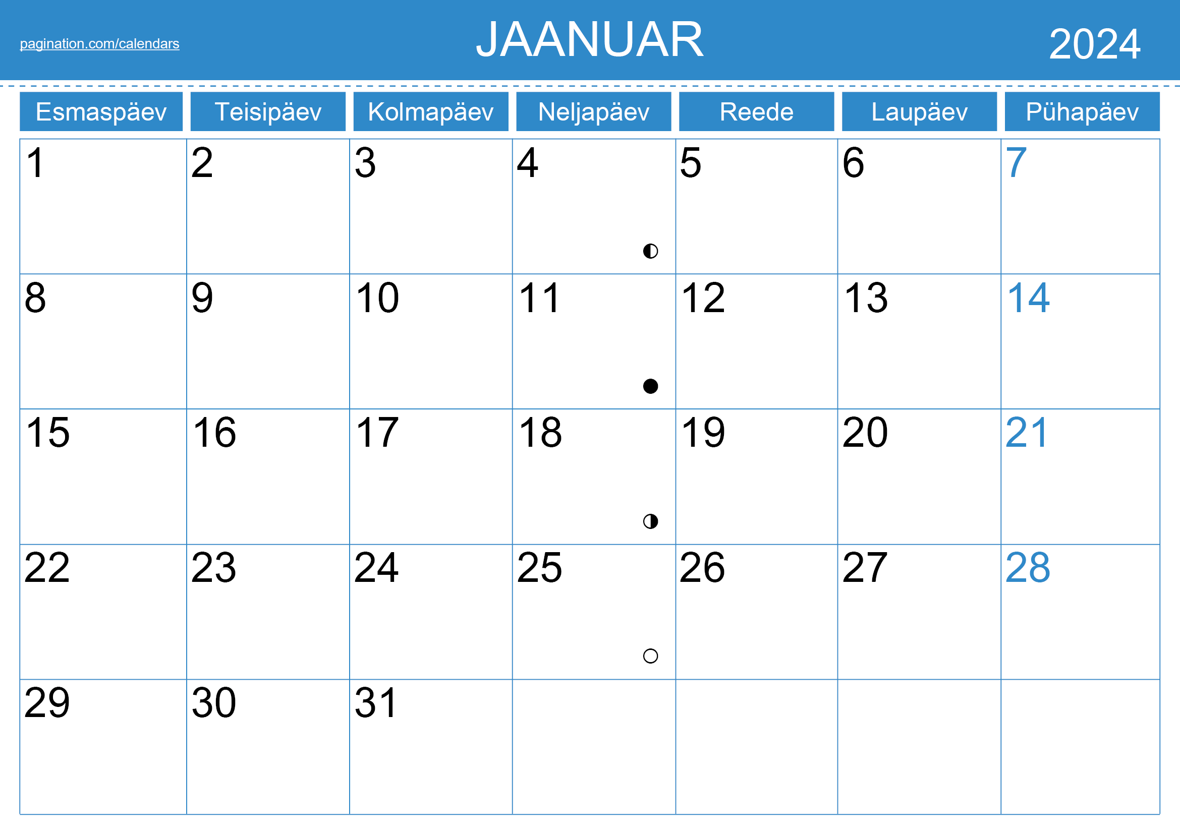 Kalender InDesign Eesti Estonia Pagination